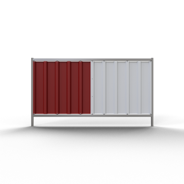 Mobile fence Trapez | Sheet metal panel: red / white | height: 1.20 m